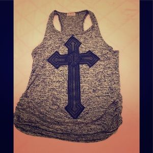 Retro Grey Black Cross Tank